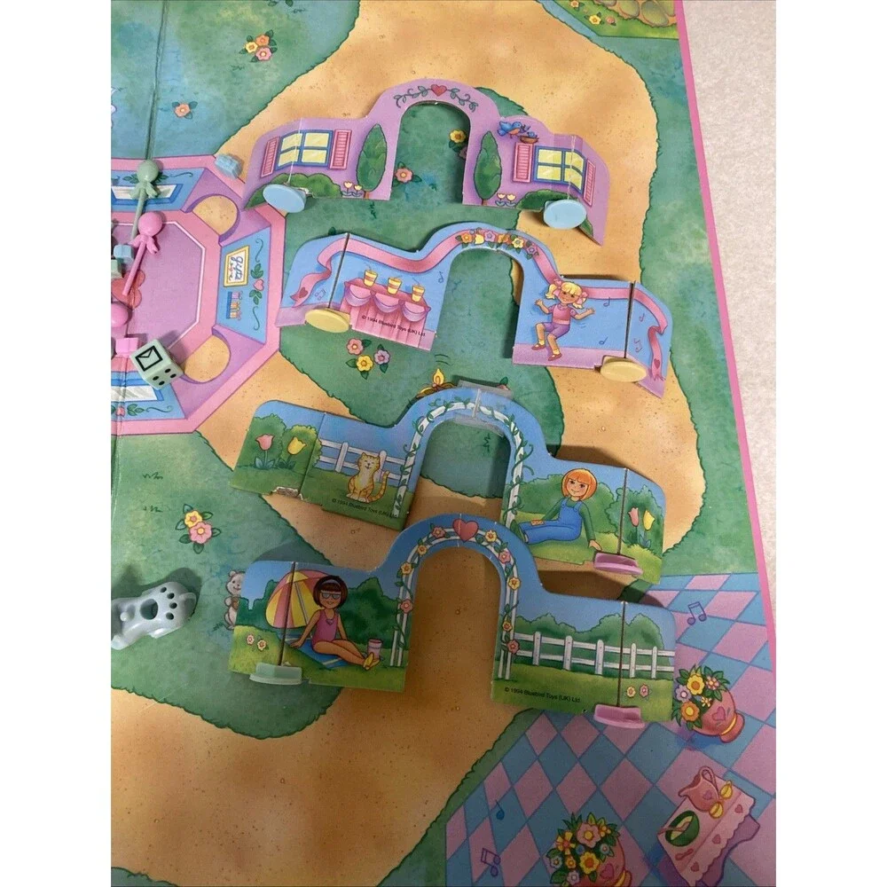 Vintage Polly Pocket Doll Party Board Game RoseArt 1994, Incomplete